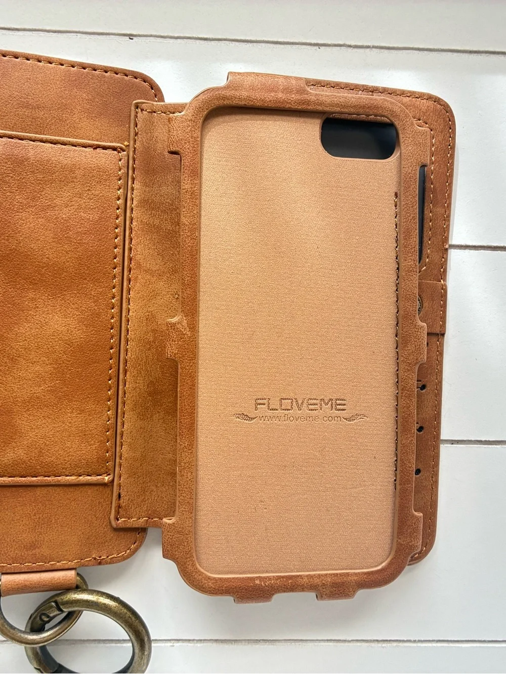 Tan Zip Wrist Wallet with Key Ring